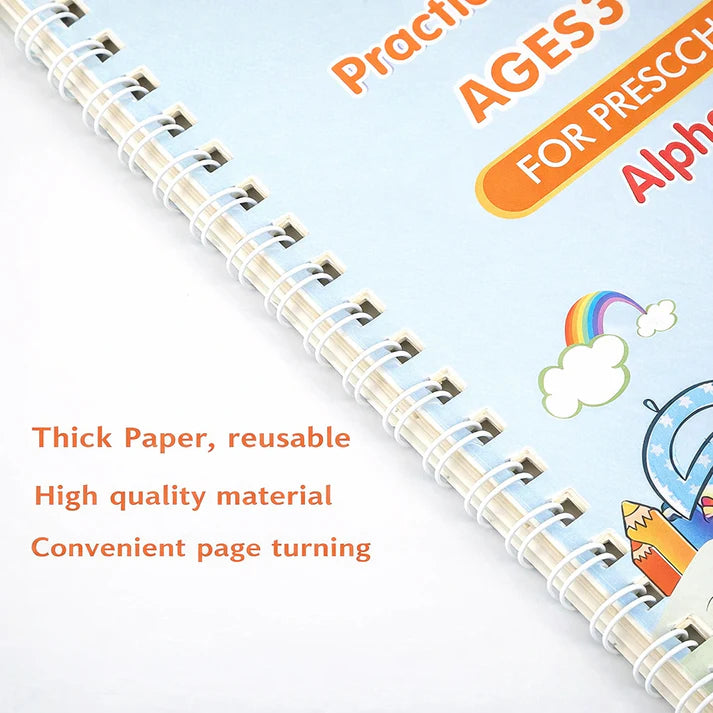 Magic Practice Copybook (4 BOOKS ,2 PEN ,1 GRIP ,10 REFILL) – 50% OFF!